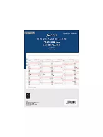 FILOFAX | Kalendereinlage Jahresplaner deutsch A5 2026 | 